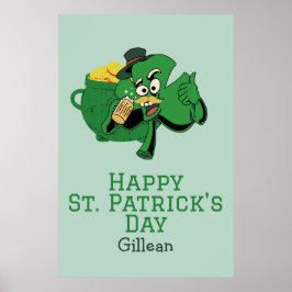 Póster St. Patrick's Day gorra verde irlandés con suerte 