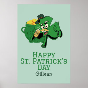 Póster St. Patrick's Day gorra verde irlandés con suerte 