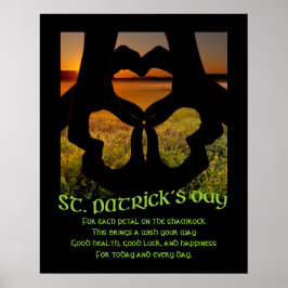 Póster St Patricks Day Irlandés Hand Heart Shamrock S Pos