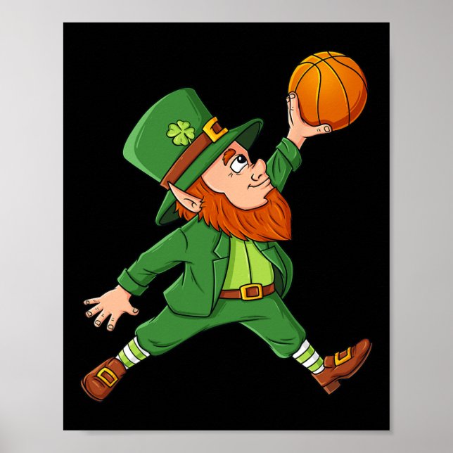 Póster St Patricks Day Leprechaun Basketball Lucky Boys G (Frente)