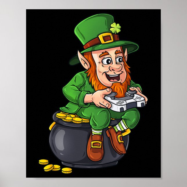 Póster St Patricks Day Leprechaun Video Game Controller B (Frente)