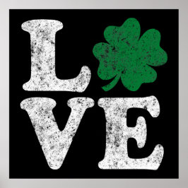 Póster St Patrick's Day LOVE Shamrock Irish