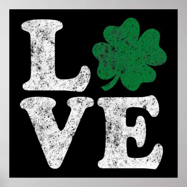 Póster St Patrick's Day LOVE Shamrock Irish (Frente)