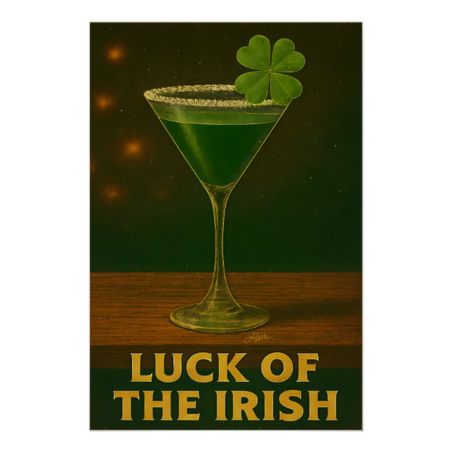 Póster St. Patrick's Day Luck Of The Irish Clover Martini (Anverso)