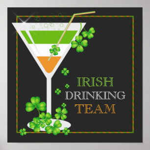Póster St.Patricks Day Shamrock Cocktail Poster