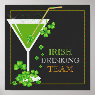 Póster St.Patricks Day Shamrock Cocktail Poster