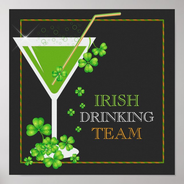 Póster St.Patricks Day Shamrock Cocktail Poster (Frente)