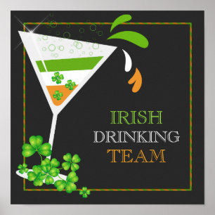 Póster St.Patricks Day Shamrock Cocktail Poster