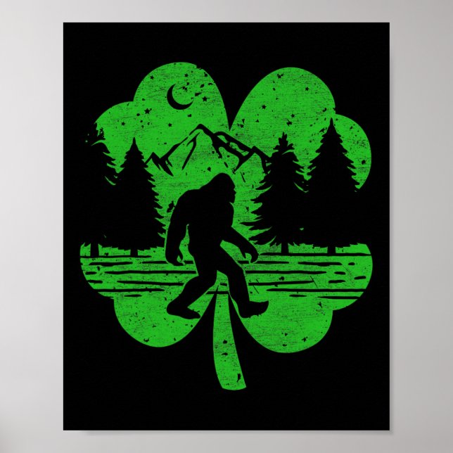 Póster St Patrics Day Bigfoot Irish Sasquatch Saint Padd (Frente)