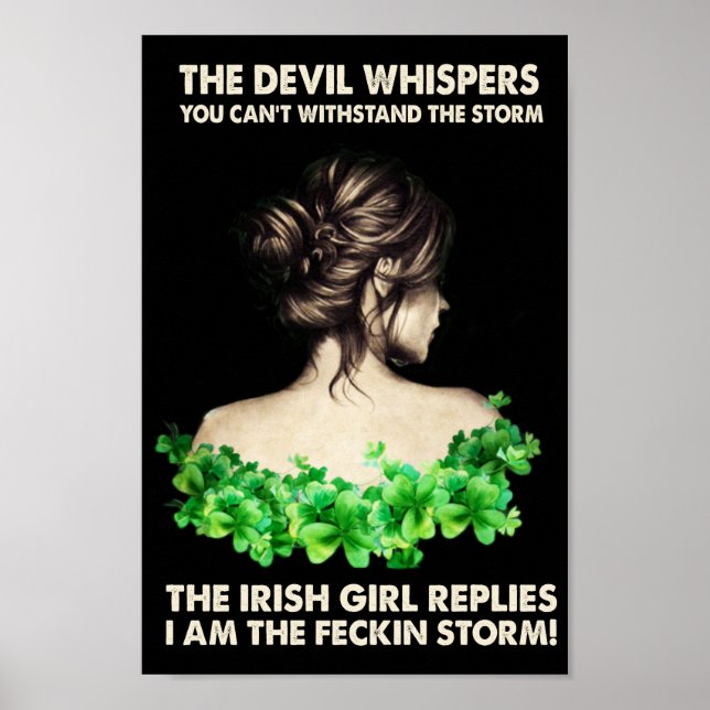Póster st patricys day irlanda Chica irlandés Reply shamr (Frente)