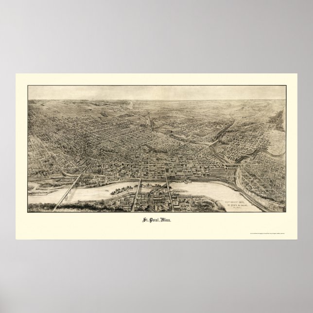 Póster St. Paul, MN Panoramic Map - 1906 (Frente)