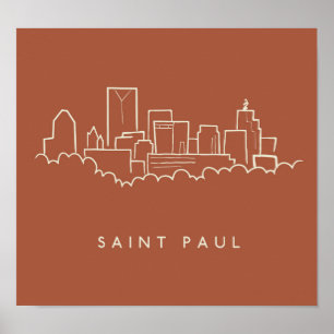 Póster St. Paul, Skyline Minnesota