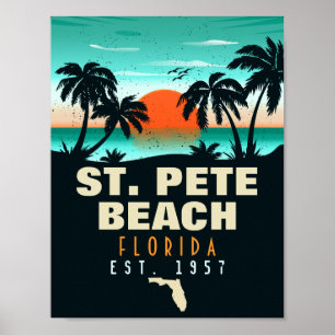 Póster St. Pete Beach Florida Retro Sunset Palm Tree 60