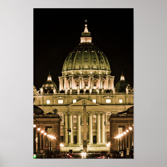 Póster St Peter's Basilica at Night (Frente)