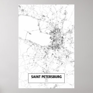 Póster St Petersburg, Rusia (negro en blanco)