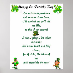 PÓSTER ST. POEMA DE LEPRECHAUN DEL DÍA DE PATRICK