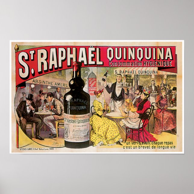 Póster St. Raphael Quinquina Vintage Wine Ad Art (Frente)