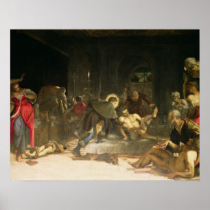 Póster St. Roch curando la plaga