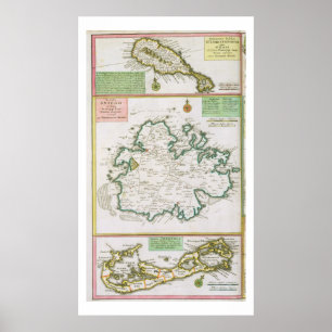 Póster St. San Cristobal, Antigua y Bermudas, detalle de