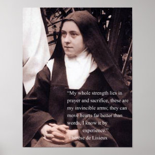 Póster St Therese sobre oración y sacrificio.