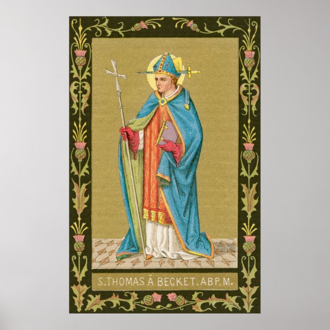 Póster St. Thomas Becket con espada en Miter (P 005) (Frente)