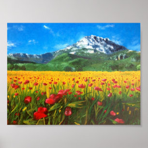 Póster St Victoire con las amapolas