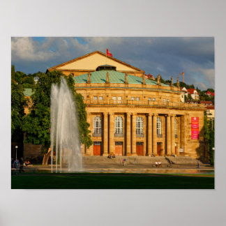 Póster Staatstheater bei Abendsonne, Stuttgart