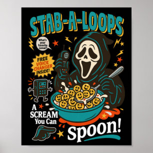 Póster Stab-a-loops Horror Cereal Box Halloween Killer Br