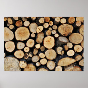 Póster Stack of tree logs
