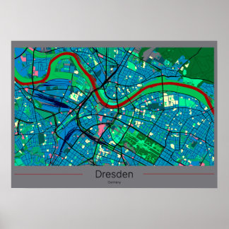 Póster Stadtkarte von Dresden aka Elb Florenz