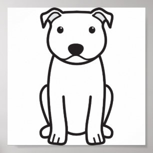 Póster Staffordshire Bull Terrier Dog Cartoon