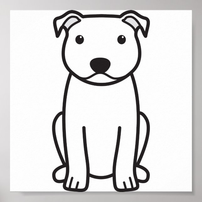Póster Staffordshire Bull Terrier Dog Cartoon (Frente)