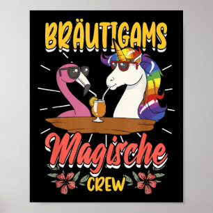Póster Stag Fiesta Groom Bride Bachelor Unicorn