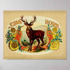 Póster Stag Horn Vintage Cigar Box