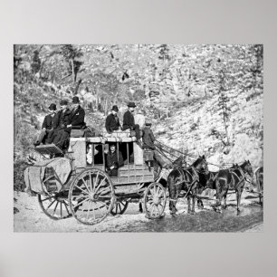 PÓSTER STAGECOACH DE MADERA EN 1889