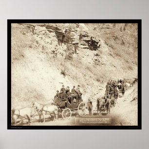 Póster Stagecoaches Traveling Mountain Road SD 1889
