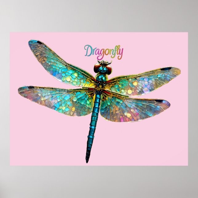 Póster Stained Glass Colorful Dragonfly (Frente)