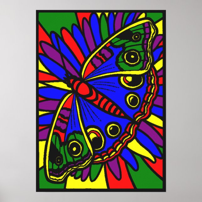 Póster Stained Glass Digital Art Butterfly Poster Print (Frente)