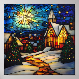 Póster Stained Glass Winter Village