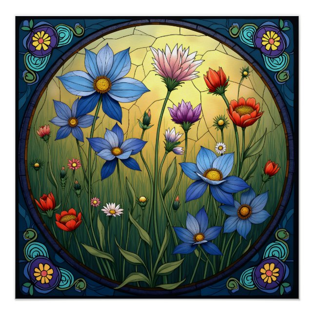 Póster StainGlass Florals (Anverso)