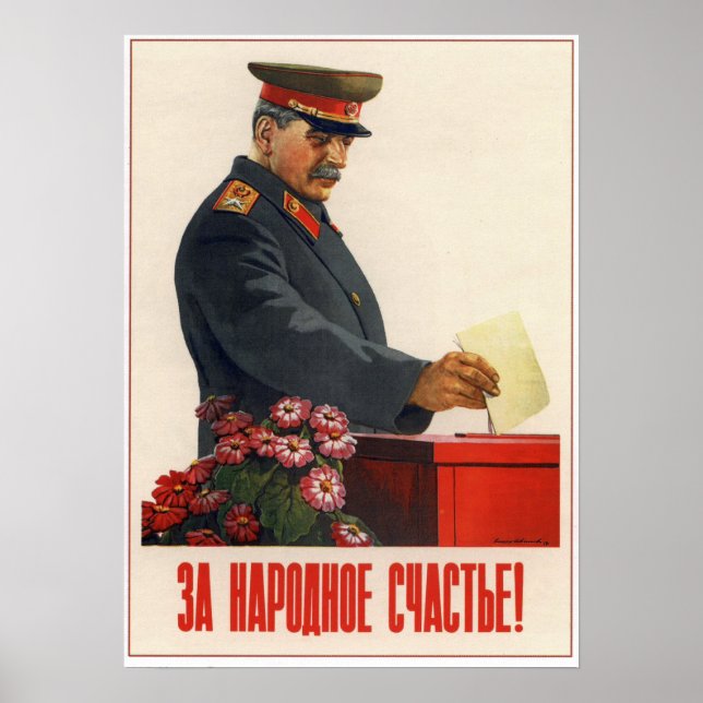Póster Stalin de la propaganda soviética de la URSS en 19 (Frente)