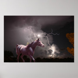 Póster Stallion arabio negro Poster del rayo nocturno