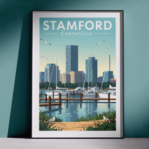 Póster Stamford Connecticut Vintage