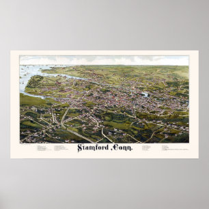 Póster Stamford, mapa panorámico del CT - 1883