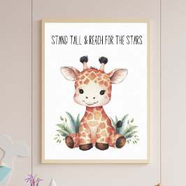 Póster Stand Tall - Baby Giraffe Safari Nursery Art