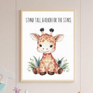 Póster Stand Tall - Baby Giraffe Safari Nursery Art
