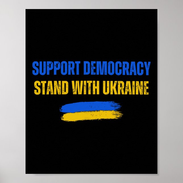 Póster Stand With Ukraine Support Democracy Ukraine Flag  (Frente)