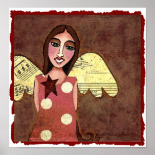 Póster Star Angel con alas musicales - impreso