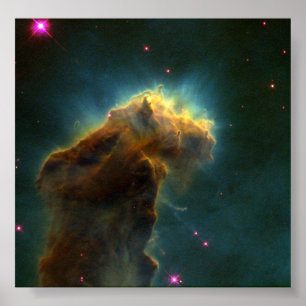 Póster Star-Birth Clouds in M16- Stellar Eggs Emerge from