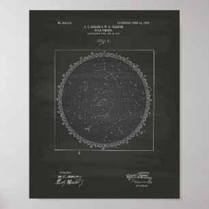 Póster Star Finder 1907 Patent Art Chalkboard